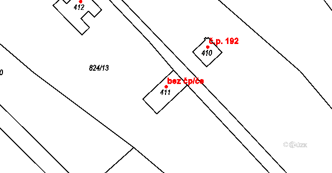 Olbramkostel 48692883 na parcele st. 411 v KÚ Olbramkostel, Katastrální mapa