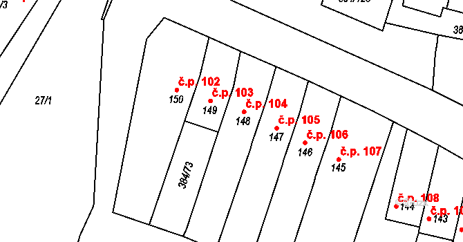 Patokryje 104 na parcele st. 148 v KÚ Patokryje, Katastrální mapa