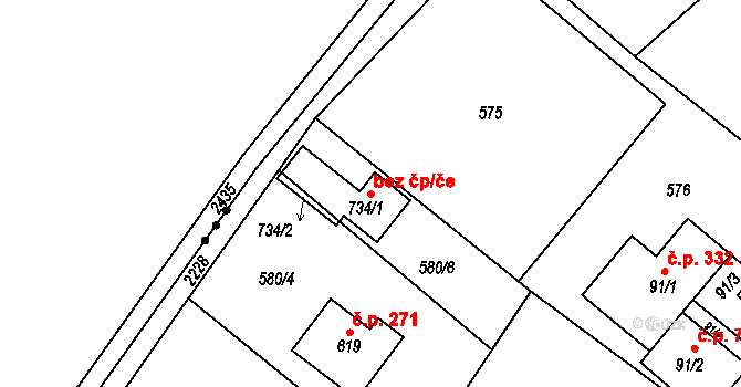 Osík 51086883 na parcele st. 734/1 v KÚ Osík, Katastrální mapa
