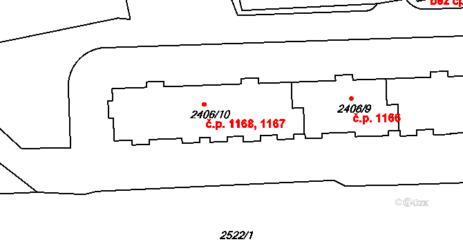 Jeseník 1167,1168 na parcele st. 2406/10 v KÚ Jeseník, Katastrální mapa
