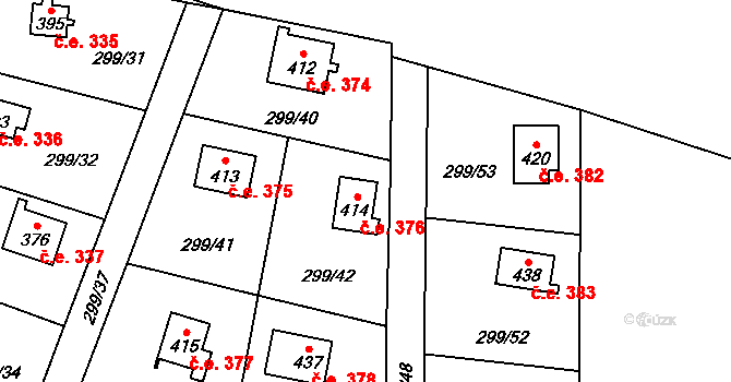 Černolice 376 na parcele st. 414 v KÚ Černolice, Katastrální mapa