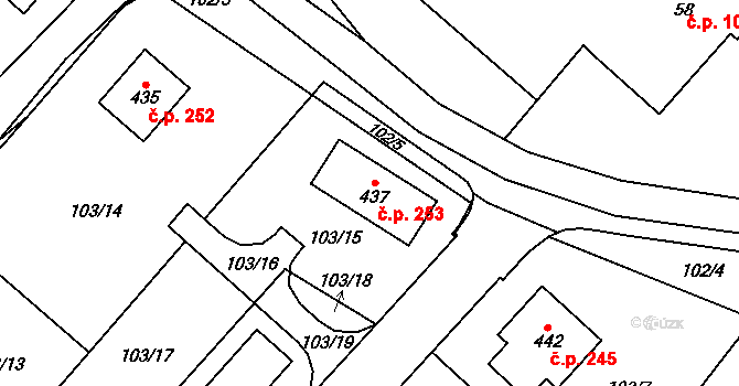 Cerekvice nad Loučnou 253 na parcele st. 437 v KÚ Cerekvice nad Loučnou, Katastrální mapa
