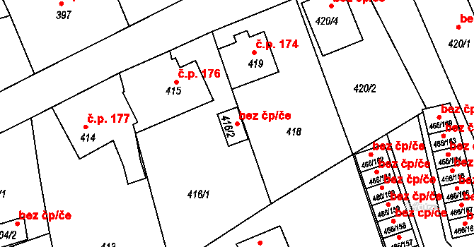 Jablonec nad Nisou 75752883 na parcele st. 416/2 v KÚ Rýnovice, Katastrální mapa
