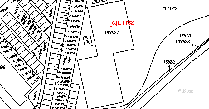 České Budějovice 2 1782, České Budějovice na parcele st. 1651/32 v KÚ České Budějovice 2, Katastrální mapa
