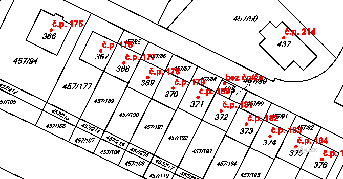 Zeměchy 179, Kralupy nad Vltavou na parcele st. 370 v KÚ Zeměchy u Kralup nad Vltavou, Katastrální mapa