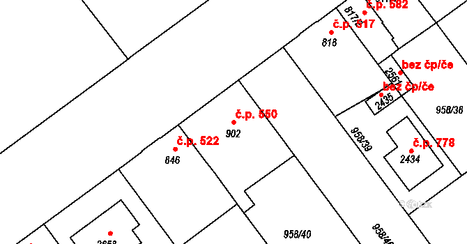 Vodňany II 550, Vodňany na parcele st. 902 v KÚ Vodňany, Katastrální mapa
