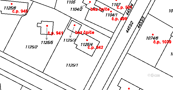 Chotěboř 942 na parcele st. 1125/4 v KÚ Chotěboř, Katastrální mapa
