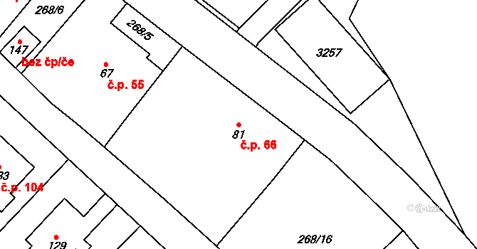 Velká Čermná 66, Čermná nad Orlicí na parcele st. 81 v KÚ Velká Čermná nad Orlicí, Katastrální mapa