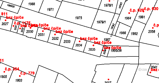 Velké Pavlovice 62 na parcele st. 2034 v KÚ Velké Pavlovice, Katastrální mapa