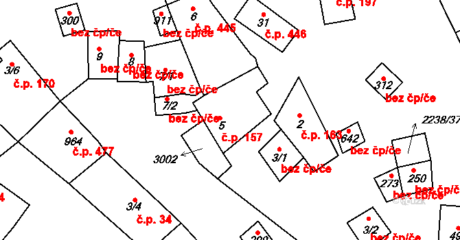 Vrbice 157 na parcele st. 5 v KÚ Vrbice u Velkých Pavlovic, Katastrální mapa