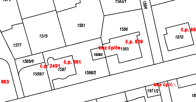 Praha 101719884 na parcele st. 1588/2 v KÚ Břevnov, Katastrální mapa