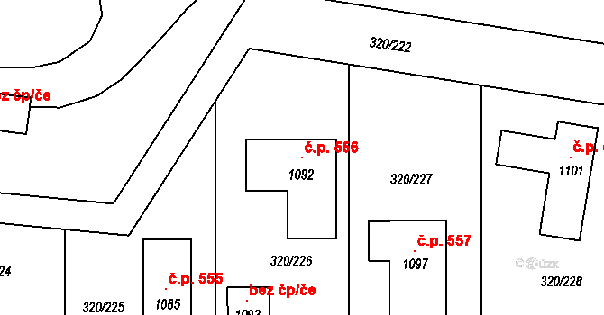 Třemošnice 556 na parcele st. 1092 v KÚ Třemošnice nad Doubravou, Katastrální mapa