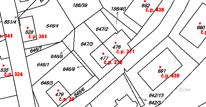 Abertamy 272 na parcele st. 477 v KÚ Abertamy, Katastrální mapa