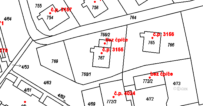 Mšeno nad Nisou 3155, Jablonec nad Nisou na parcele st. 767 v KÚ Mšeno nad Nisou, Katastrální mapa