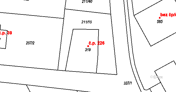 Holoubkov 226 na parcele st. 319 v KÚ Holoubkov, Katastrální mapa