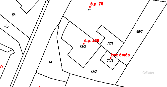 Krmelín 436 na parcele st. 72/3 v KÚ Krmelín, Katastrální mapa