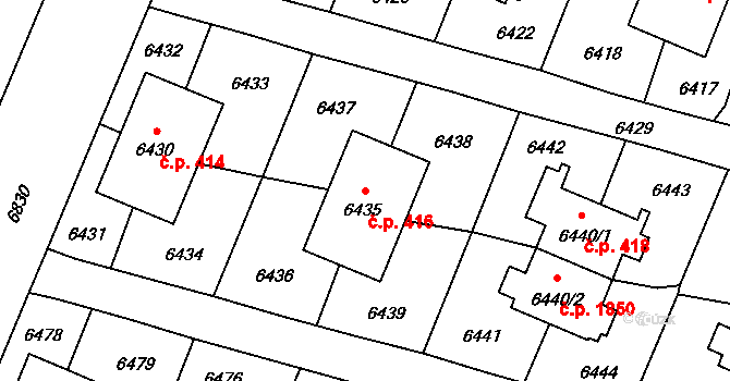 Rychvald 416 na parcele st. 6435 v KÚ Rychvald, Katastrální mapa