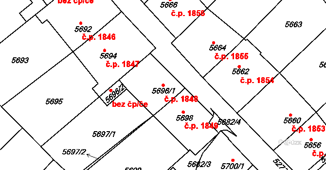 Kročehlavy 1848, Kladno na parcele st. 5696/1 v KÚ Kročehlavy, Katastrální mapa