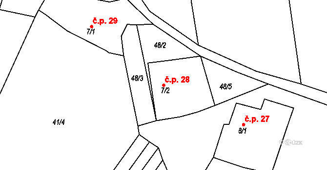 Střemeníčko 28, Luká na parcele st. 7/2 v KÚ Střemeníčko, Katastrální mapa