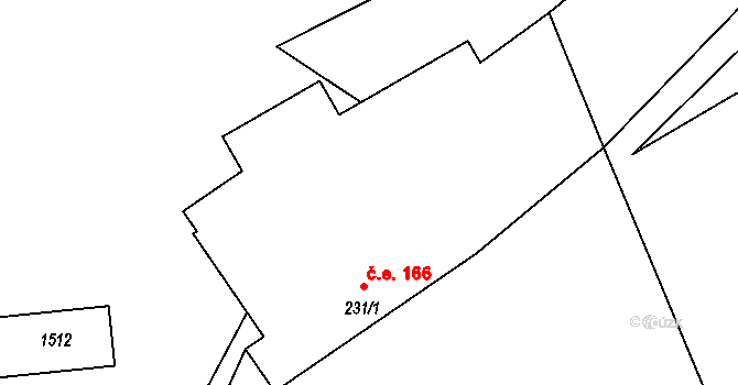 Hutisko 166, Hutisko-Solanec na parcele st. 231/1 v KÚ Hutisko, Katastrální mapa