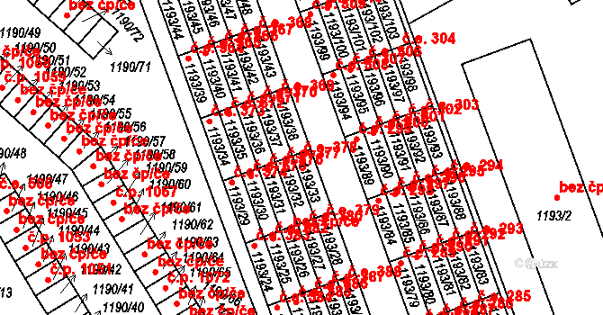 Bechyně 378 na parcele st. 1193/33 v KÚ Bechyně, Katastrální mapa