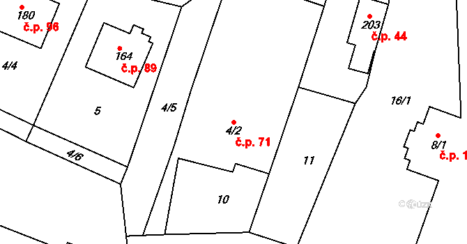 Libošovice 71 na parcele st. 4/2 v KÚ Libošovice, Katastrální mapa