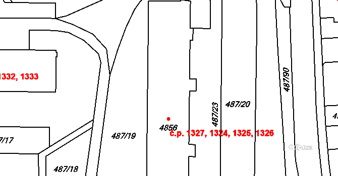 Žamberk 1324,1325,1326,1327 na parcele st. 4856 v KÚ Žamberk, Katastrální mapa