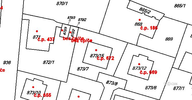 Nový Bohumín 672, Bohumín na parcele st. 873/15 v KÚ Nový Bohumín, Katastrální mapa