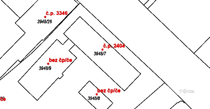 Teplice 2404 na parcele st. 3948/7 v KÚ Teplice, Katastrální mapa