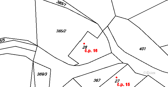 Vítkovice 16, Klatovy na parcele st. 28 v KÚ Kvaslice, Katastrální mapa