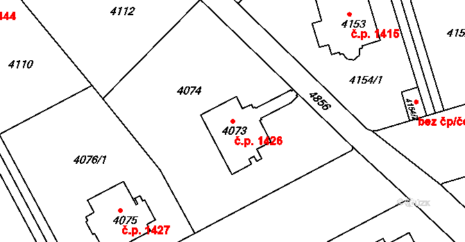 Smíchov 1426, Praha na parcele st. 4073 v KÚ Smíchov, Katastrální mapa