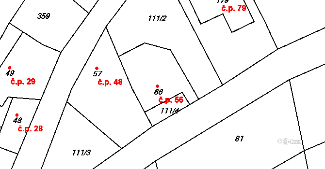 Nenačovice 56 na parcele st. 66 v KÚ Nenačovice, Katastrální mapa