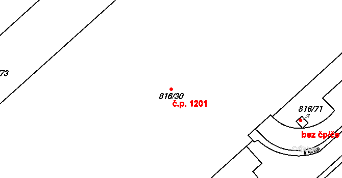 Doubravka 1201, Plzeň na parcele st. 816/30 v KÚ Doubravka, Katastrální mapa