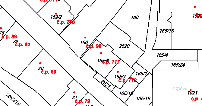 Rožmitál pod Třemšínem 771,772 na parcele st. 165/6 v KÚ Rožmitál pod Třemšínem, Katastrální mapa