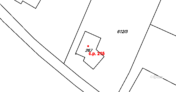České Kopisty 215, Terezín na parcele st. 267 v KÚ České Kopisty, Katastrální mapa