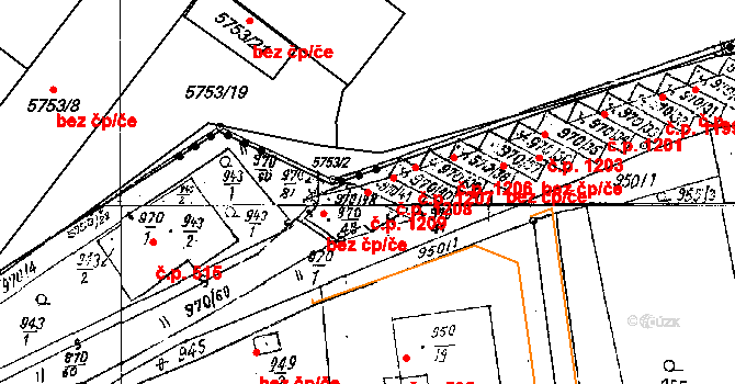 Dobšice 1209 na parcele st. 970/41 v KÚ Dobšice u Znojma, Katastrální mapa
