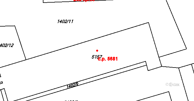 Zlín 5681 na parcele st. 5157 v KÚ Zlín, Katastrální mapa