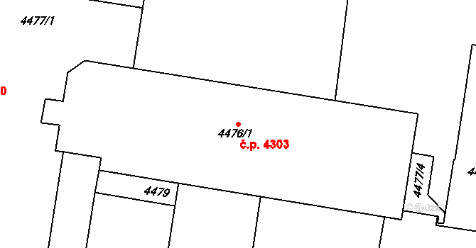 Prostějov 4303 na parcele st. 4476/1 v KÚ Prostějov, Katastrální mapa