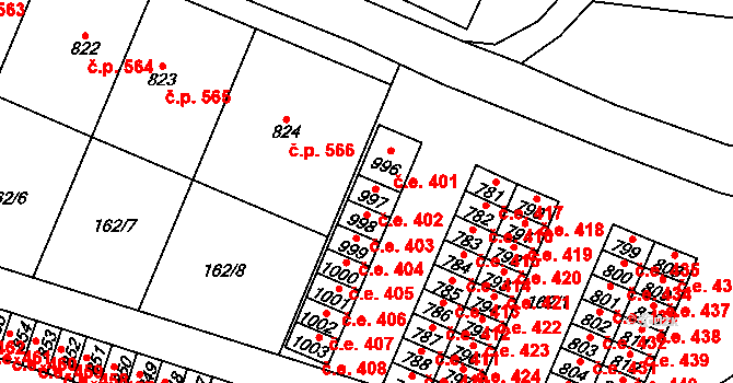 Tovačov I-Město 402, Tovačov na parcele st. 997 v KÚ Tovačov, Katastrální mapa