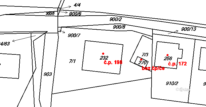 Starý Rožmitál 198, Rožmitál pod Třemšínem na parcele st. 232 v KÚ Starý Rožmitál, Katastrální mapa