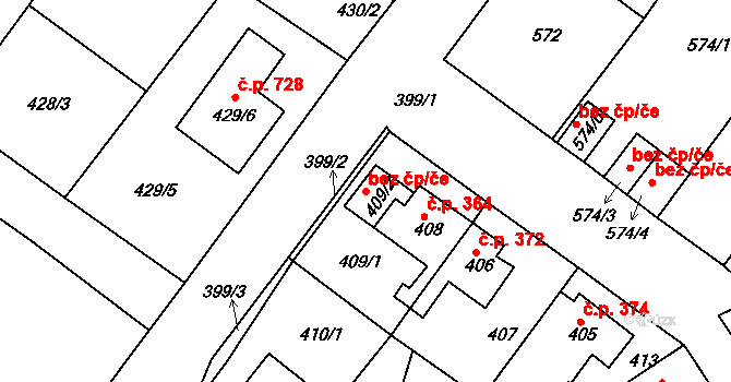Proboštov 39159884 na parcele st. 409/2 v KÚ Proboštov u Teplic, Katastrální mapa