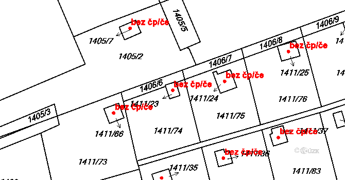Plzeň 41629884 na parcele st. 1411/23 v KÚ Bolevec, Katastrální mapa