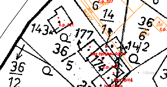 Paběnice 41878884 na parcele st. 177 v KÚ Paběnice, Katastrální mapa