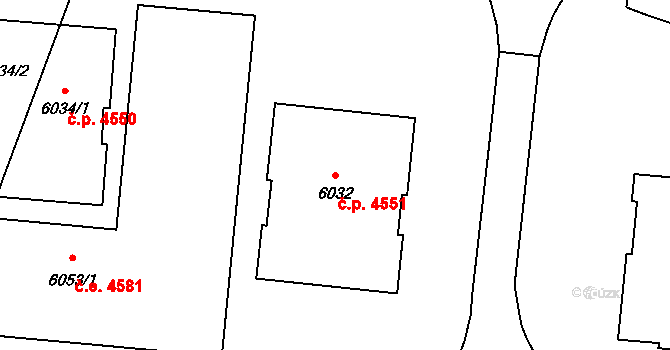 Zlín 4551 na parcele st. 6032 v KÚ Zlín, Katastrální mapa