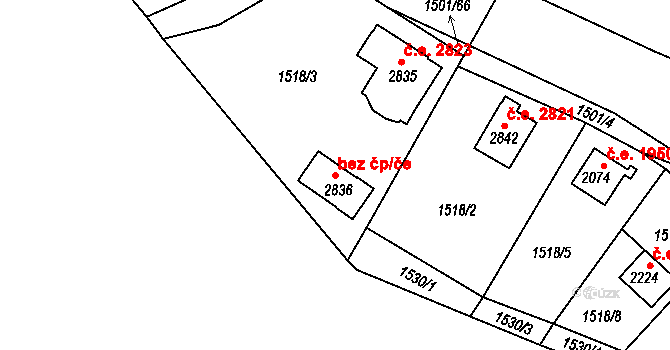 Plzeň 43087884 na parcele st. 2836 v KÚ Valcha, Katastrální mapa