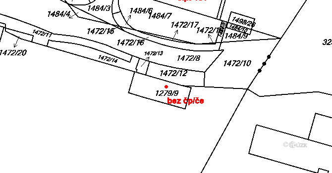 Telnice 43197884 na parcele st. 1279/9 v KÚ Telnice u Brna, Katastrální mapa