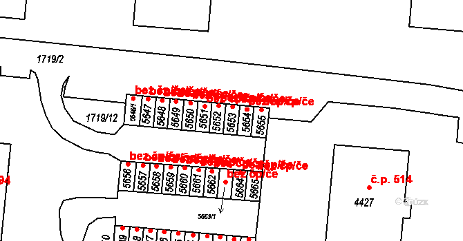 Třebíč 43290884 na parcele st. 5653 v KÚ Třebíč, Katastrální mapa