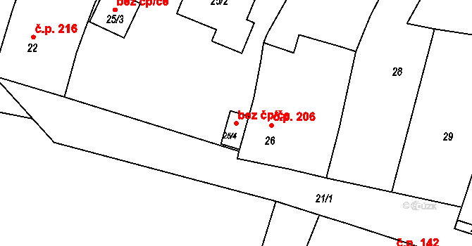 Omice 43498884 na parcele st. 25/4 v KÚ Omice, Katastrální mapa