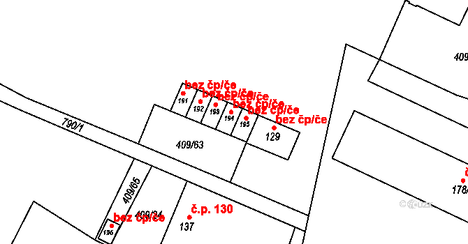 Hranice 44667884 na parcele st. 195 v KÚ Studánka u Aše, Katastrální mapa