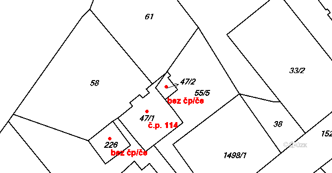Cheb 44725884 na parcele st. 47/2 v KÚ Starý Hrozňatov, Katastrální mapa
